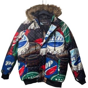 MEMBERS ONLY MEN'S BOTTLE CAP PRINT JACKET size S